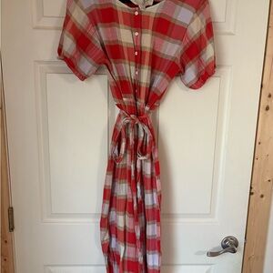 Ace & Jig Red Plaid Midi Dress